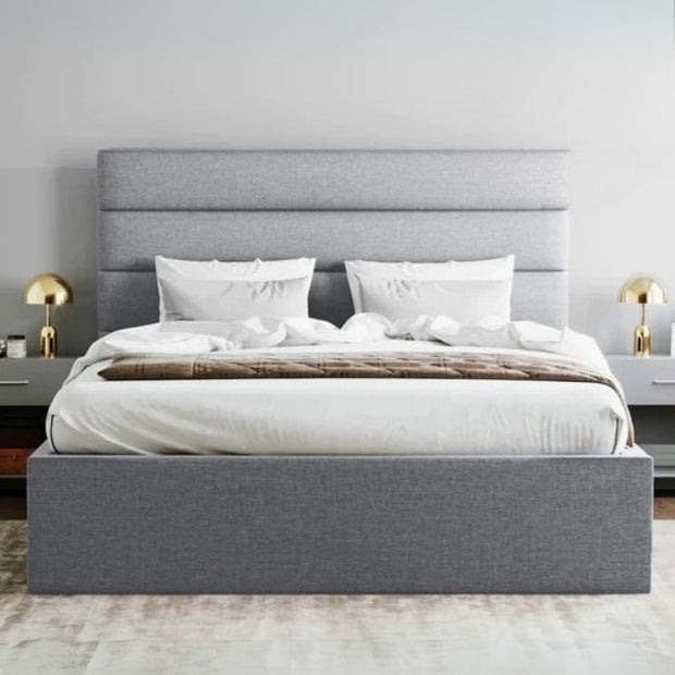Lush Lounge Upholstered Large Twin Size ( Mattress Size 140 X 190 CM ) Grey Color Bed Size 202 L X  148 W ( Mattress Sold Separately ) Headboard Height 125 CM