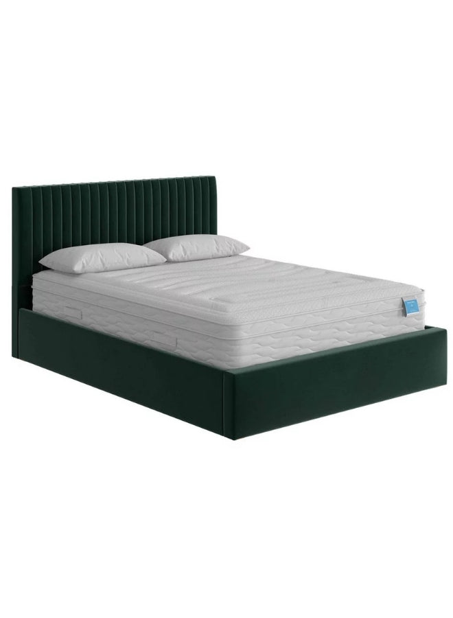 Plush Paradise Upholstered Dark Green Color Bed