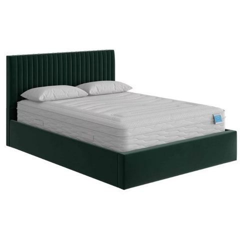 Plush Paradise Upholstered Dark Green Color Bed