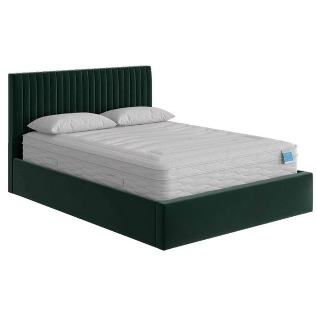 Plush Paradise Upholstered Dark Green Color Bed