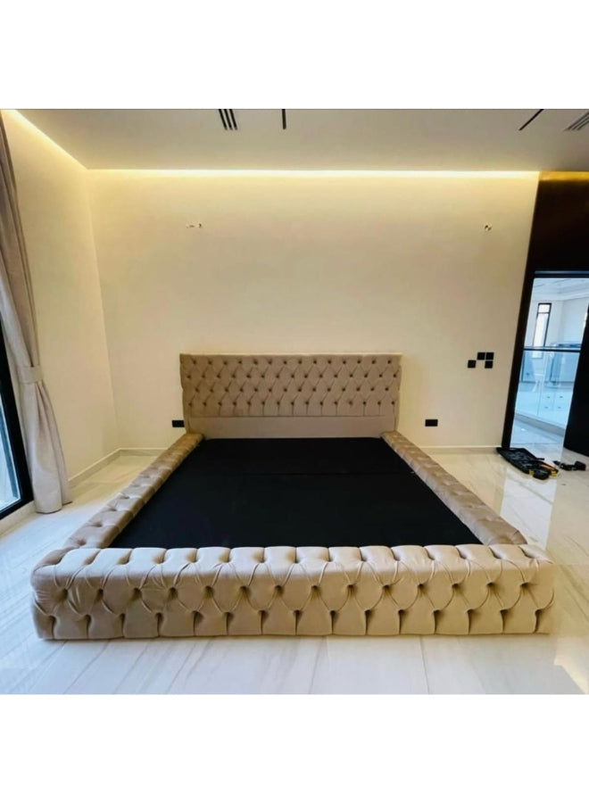 Cloud Cradle Tufted Upholstered Light Brown Chocolate Color Bed