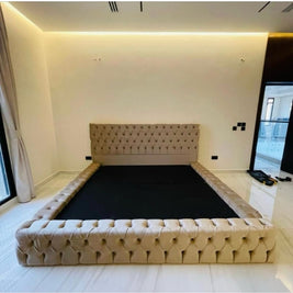 Cloud Cradle Tufted Upholstered Light Brown Chocolate Color Bed