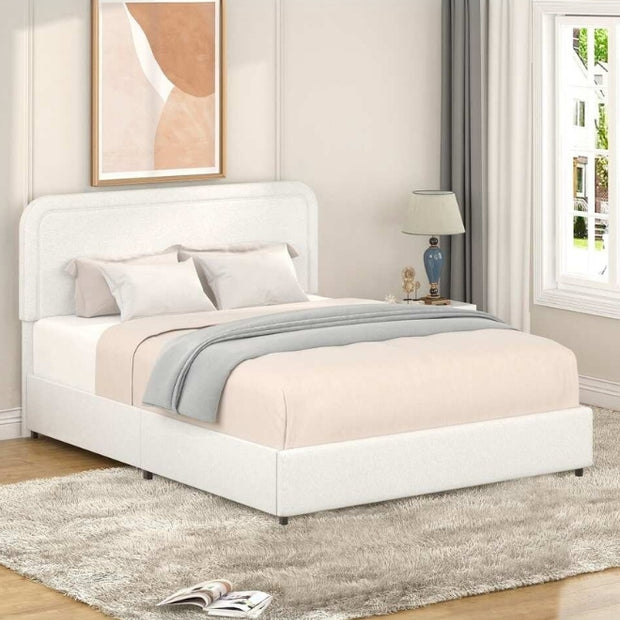 Cascadia Upholstered Large Twin Size ( Mattress Size 140 X 190 CM ) White Color Bed Size 148 W X 205 L CM (Mattress Sold Separately)