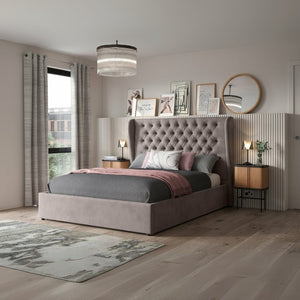 Radiant Dreams Tufted Upholstered Large Twin Size ( Mattress Size 140 X 190 CM ) Dark Pink Color Bed Size 202 L X  148 W ( Mattress Sold Separately ) Headboard Height 125 CM