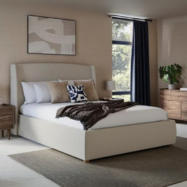 Aurista Tufted Large Twin Size ( Mattress Size 140 X 190 CM ) Beige Color Bed Size 156 W X 207 L CM (Mattress Sold Separately)