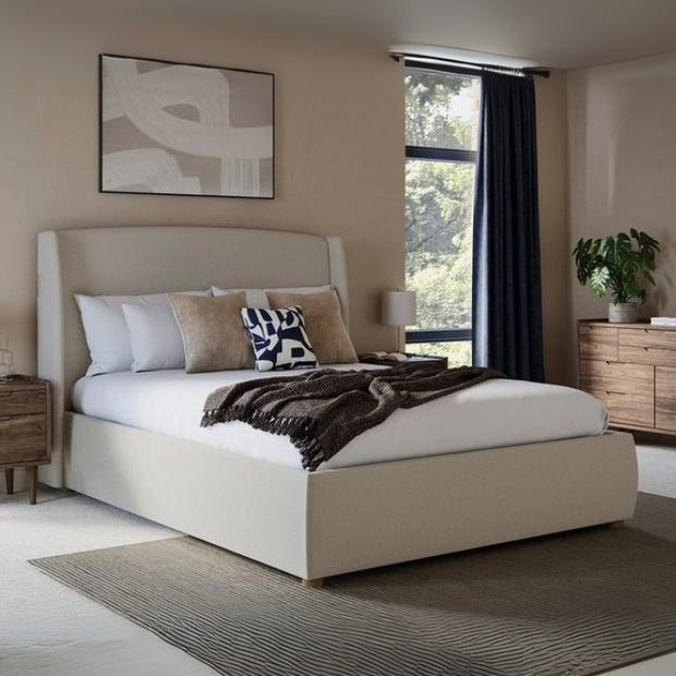 Aurista Tufted Large Twin Size ( Mattress Size 140 X 190 CM ) Beige Color Bed Size 156 W X 207 L CM (Mattress Sold Separately)