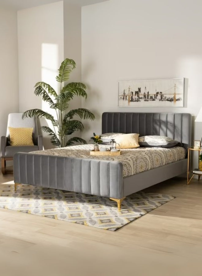 Belisse Upholstered Large Twin Size ( Mattress Size 140 X 190 CM ) Grey Color Bed Size 148 W X 210 L CM (Mattress Sold Separately)