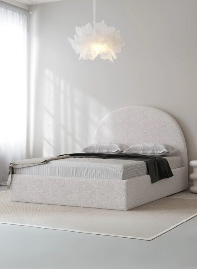 Nova Nest Upholstered Premium Large Twin Size ( Mattress Size 140 X 190 CM ) Off White Color Bed Size 204 L X  148 W ( Mattress Sold Separately ) Headboard Height 125 CM