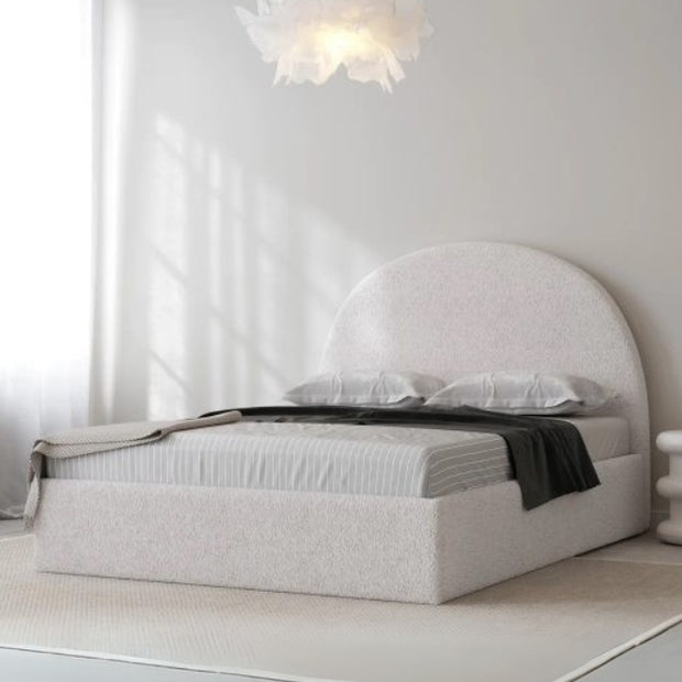 Nova Nest Upholstered Premium Large Twin Size ( Mattress Size 140 X 190 CM ) Off White Color Bed Size 204 L X  148 W ( Mattress Sold Separately ) Headboard Height 125 CM