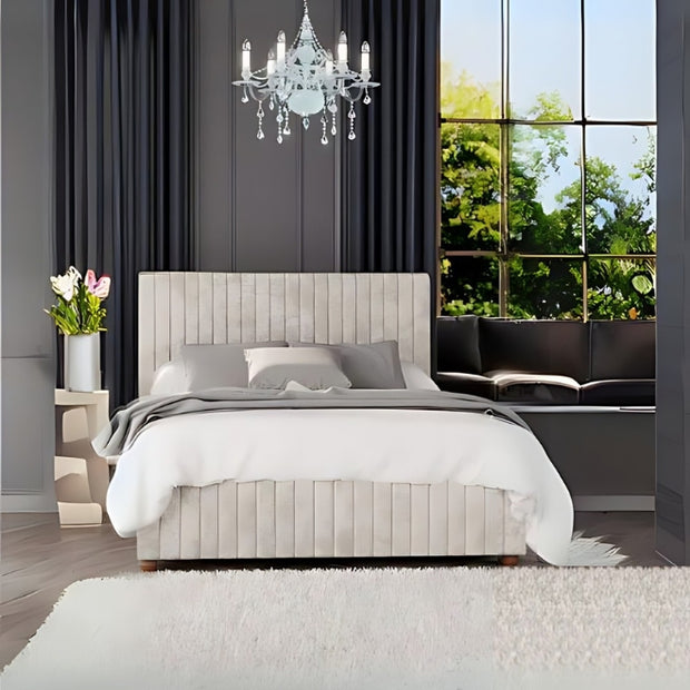 Harmony Haven Upholstered Large Twin Size ( Mattress Size 140 X 190 CM ) Dark Beige Color Bed Size 204 L X  148 W ( Mattress Sold Separately ) Headboard Height 125 CM