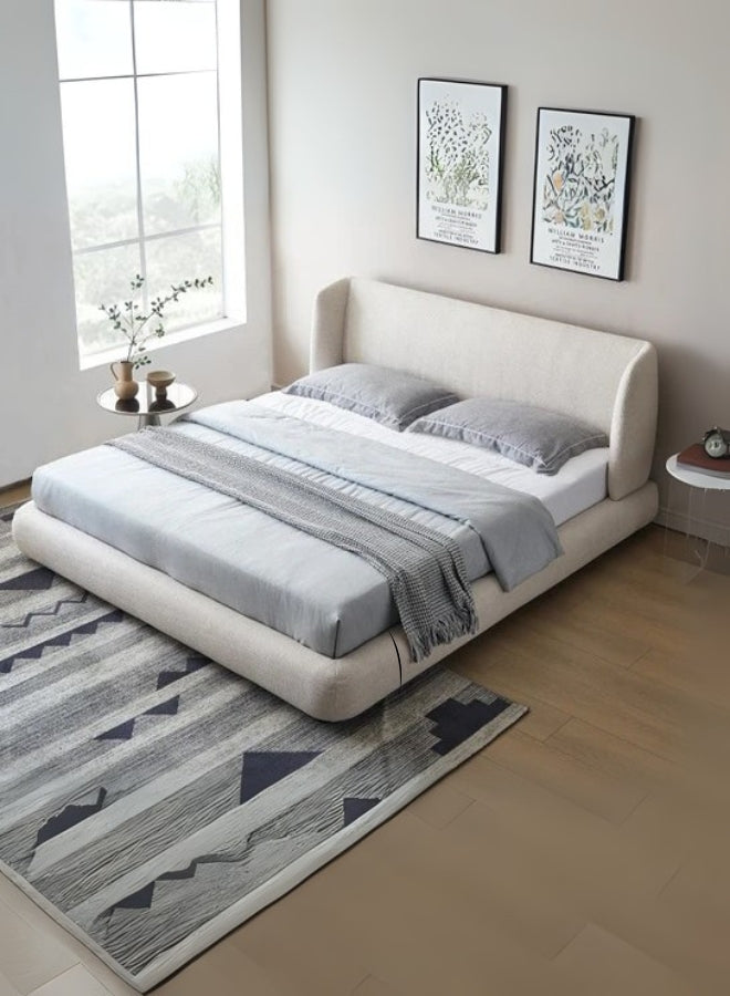 Nova Nap Upholstered Premium Large Twin Size ( Mattress Size 140 X 190 CM ) Off White Color Bed Size 220 L X  170 W ( Mattress Sold Separately ) Headboard Height 120 CM