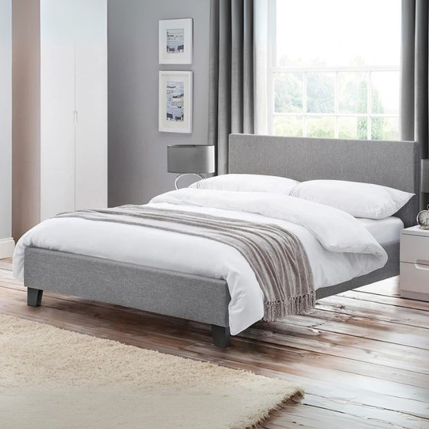Carenza Upholstered Large Twin Size ( Mattress Size 140 X 190 CM ) Grey Color Bed Size 148 W X 205 L CM (Mattress Sold Separately)