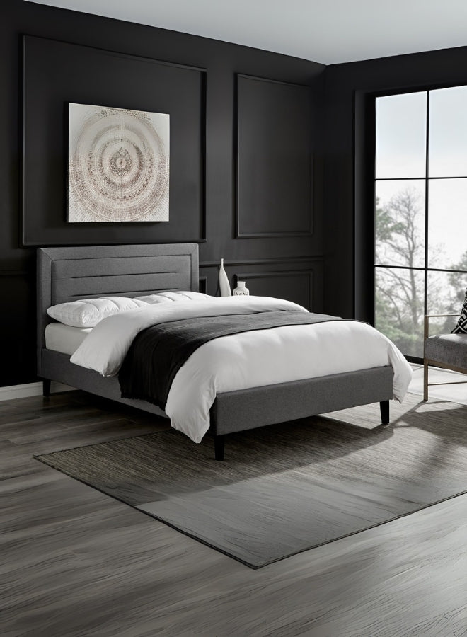 Cozy Retreat Upholstered Large Twin Size ( Mattress Size 140 X 190 CM ) Grey Color Bed Size 202 L X  148 W ( Mattress Sold Separately ) Headboard Height 120 CM