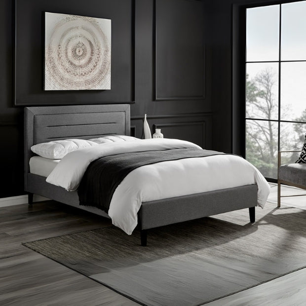 Cozy Retreat Upholstered Large Twin Size ( Mattress Size 140 X 190 CM ) Grey Color Bed Size 202 L X  148 W ( Mattress Sold Separately ) Headboard Height 120 CM