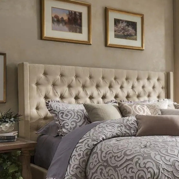 Aureus Tufted Beige Color Bed