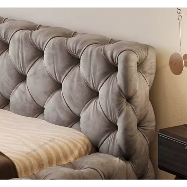 Cloud Cradle Tufted Upholstered Light Brown Chocolate Color Bed