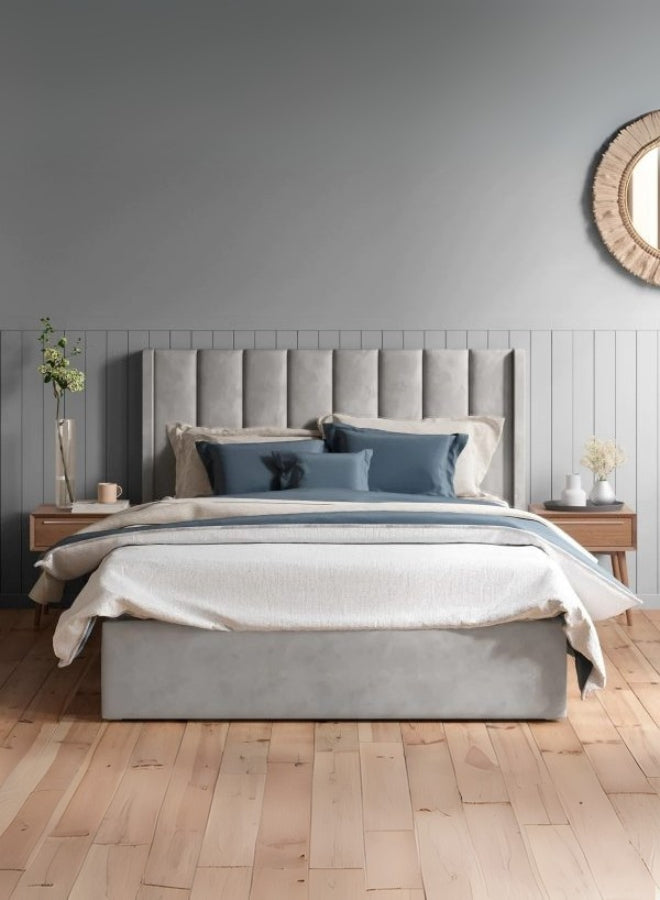 Slumbroza Stance Tufted Upholstered Large Twin Size ( Mattress Size 140 X 190 CM ) Grey Color Bed Size 202 L X  148 W ( Mattress Sold Separately ) Headboard Height 125 CM