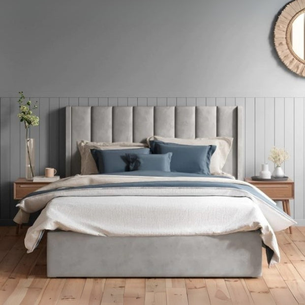 Slumbroza Stance Tufted Upholstered Large Twin Size ( Mattress Size 140 X 190 CM ) Grey Color Bed Size 202 L X  148 W ( Mattress Sold Separately ) Headboard Height 125 CM