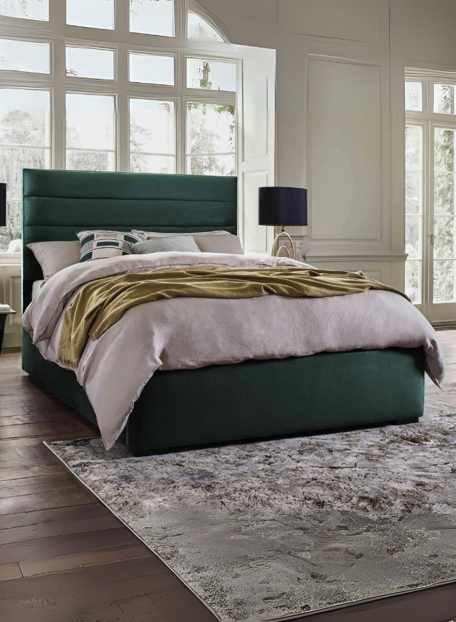 Ambrosa Upholstered Large Twin Size ( Mattress Size 140 X 190 CM ) Green Color Bed Size 148 W X 205 L CM (Mattress Sold Separately)