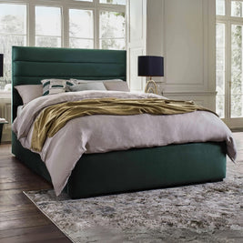 Ambrosa Upholstered Large Twin Size ( Mattress Size 140 X 190 CM ) Green Color Bed Size 148 W X 205 L CM (Mattress Sold Separately)
