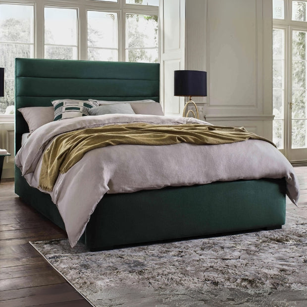 Ambrosa Upholstered Large Twin Size ( Mattress Size 140 X 190 CM ) Green Color Bed Size 148 W X 205 L CM (Mattress Sold Separately)