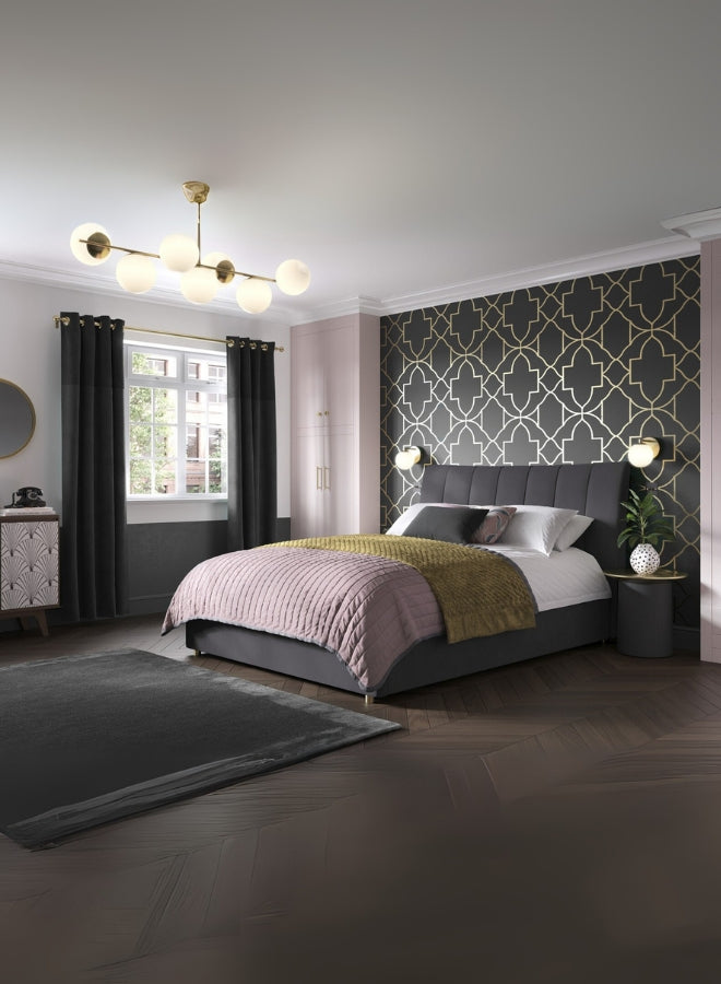 Charcoal Light Upholstered Large Twin Size ( Mattress Size 140 X 190 CM ) Black Color Bed Size 202 L X  148 W ( Mattress Sold Separately ) Headboard Height 125 CM