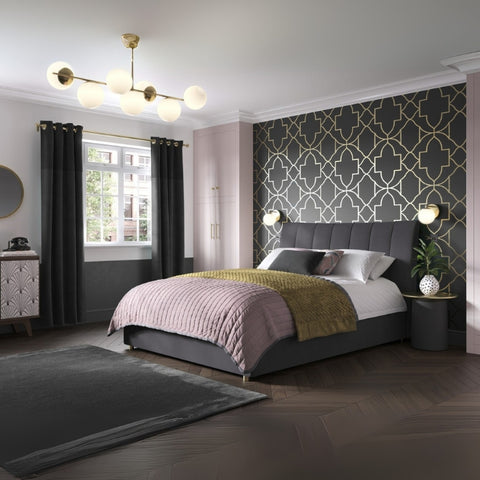 Charcoal Light Upholstered Large Twin Size ( Mattress Size 140 X 190 CM ) Black Color Bed Size 202 L X  148 W ( Mattress Sold Separately ) Headboard Height 125 CM