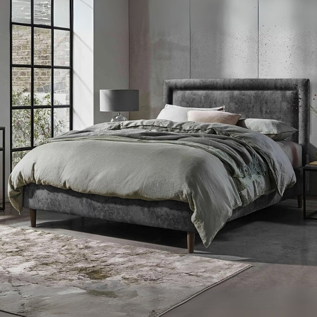 Belvoir Tufted Large Twin Size ( Mattress Size 140 X 190 CM ) Grey Color Bed Size 148 W X 205 L CM (Mattress Sold Separately)