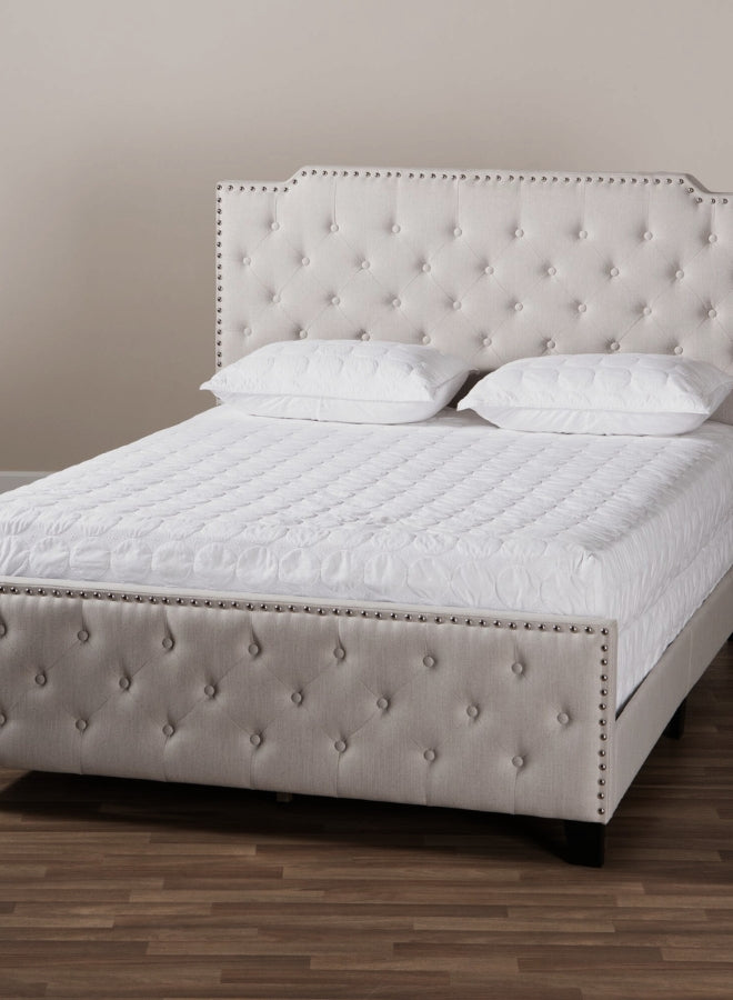 Arvella Tufted Beige Color Bed