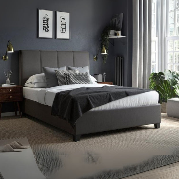 Cloud Nine Upholstered Large Twin Size ( Mattress Size 140 X 190 CM ) Black Color Bed Size 202 L X  148 W ( Mattress Sold Separately ) Headboard Height 125 CM