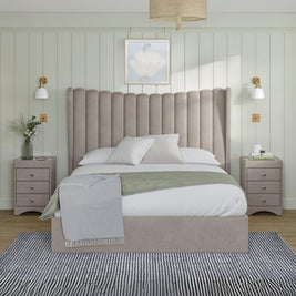 Royal Harmony Upholstered Dark Beige Color Bed