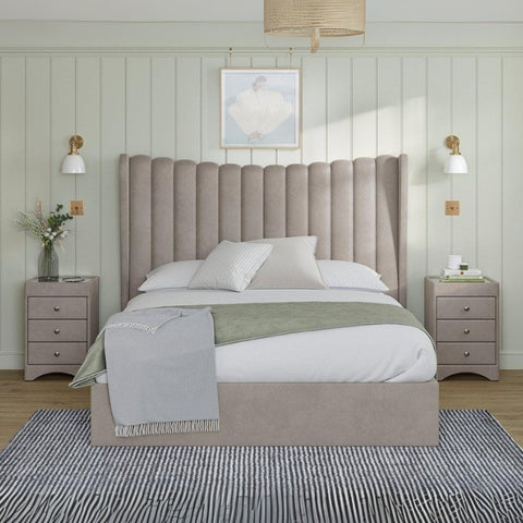 Royal Harmony Upholstered Dark Beige Color Bed