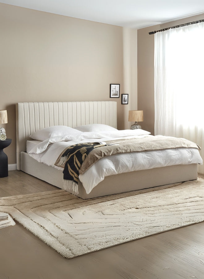 Dream Drape Upholstered Large Twin Size ( Mattress Size 140 X 190 CM ) Dark Beige Color Bed Size 202 L X  148 W ( Mattress Sold Separately ) Headboard Height 120 CM