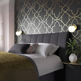Charcoal Light Upholstered Black Color Bed