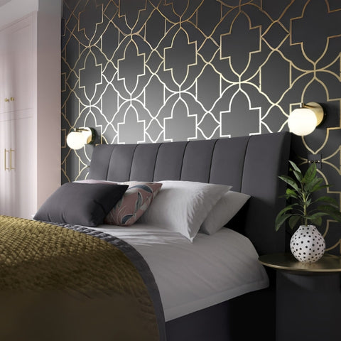 Charcoal Light Upholstered Black Color Bed