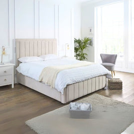 Harmony Dreams Upholstered Large Twin Size ( Mattress Size 140 X 190 CM ) Dark Beige Color Bed Size 204 L X  148 W ( Mattress Sold Separately ) Headboard Height 125 CM