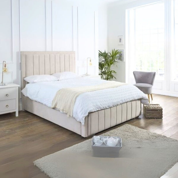 Harmony Dreams Upholstered Large Twin Size ( Mattress Size 140 X 190 CM ) Dark Beige Color Bed Size 204 L X  148 W ( Mattress Sold Separately ) Headboard Height 125 CM