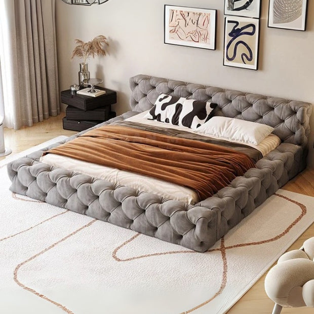 Cloud Cradle Tufted Upholstered King Size ( Mattress Size 180 X 190 CM ) Light Brown Chocolate Color Bed Size 230 L X  220 W ( Mattress Sold Separately ) Headboard Height 110 CM
