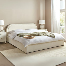 Ember Enclave Upholstered Premium Large Twin Size ( Mattress Size 140 X 190 CM ) Beige Color Bed Size 202 L X  148 W ( Mattress Sold Separately ) Headboard Height 120 CM