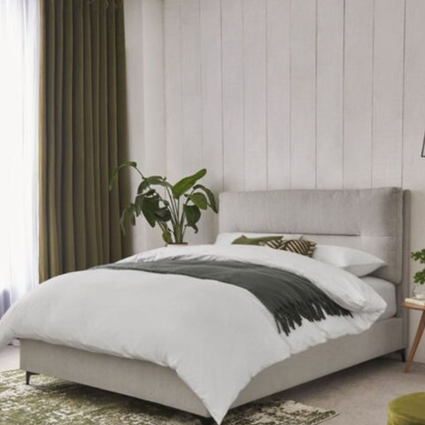 Tokyo Serenity Upholstered Premium Large Twin Size ( Mattress Size 140 X 190 CM ) Dark Beige Color Bed Size 202 L X  148 W ( Mattress Sold Separately ) Headboard Height 125 CM