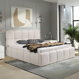 Haven Hideway Upholstered Premium King Size ( Mattress Size 180 X 190 CM ) Off White Color Bed Size 210 L X  200 W ( Mattress Sold Separately ) Headboard Height 125 CM