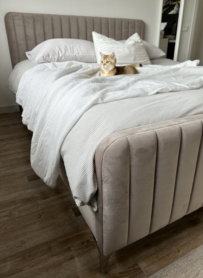 Sleep Haven Upholstered Dark Beige Color Bed