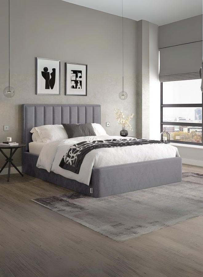 Soothe Snooze Upholstered Large Twin Size ( Mattress Size 140 X 190 CM ) Grey Color Bed Size 202 L X  148 W ( Mattress Sold Separately ) Headboard Height 125 CM