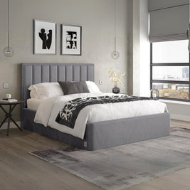 Soothe Snooze Upholstered Large Twin Size ( Mattress Size 140 X 190 CM ) Grey Color Bed Size 202 L X  148 W ( Mattress Sold Separately ) Headboard Height 125 CM