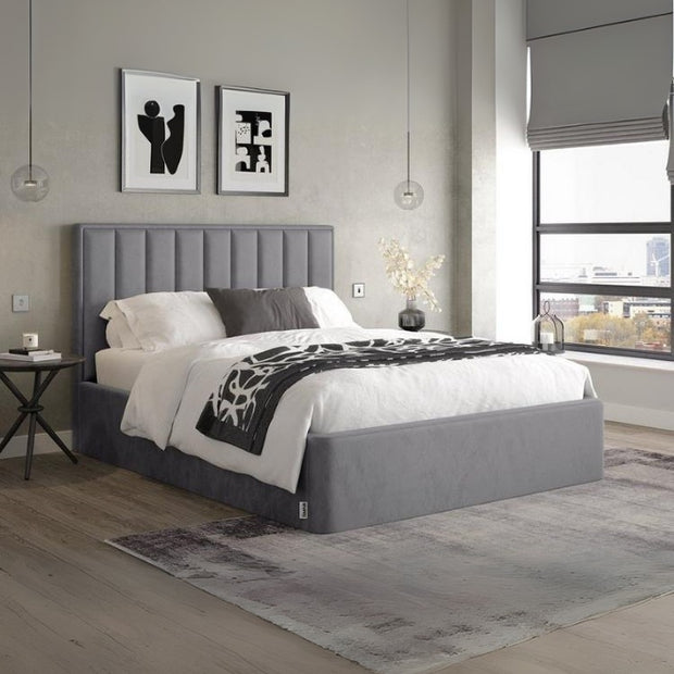 Soothe Snooze Upholstered Large Twin Size ( Mattress Size 140 X 190 CM ) Grey Color Bed Size 202 L X  148 W ( Mattress Sold Separately ) Headboard Height 125 CM