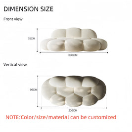 Fleece Three-Seater Sofa 236cm Off-White Beige for Living Room